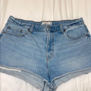 Abercrombie & Fitch Blue Jean Shorts High-Waisted Cuffed